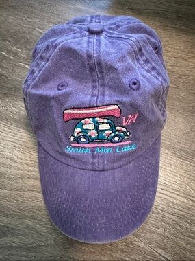Purple Embroidered 'Smith Mtn Lake' Baseball Cap with Car & Canoe